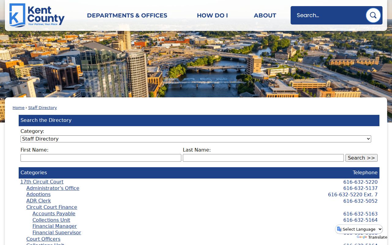 Kent County arrest report office contact directory