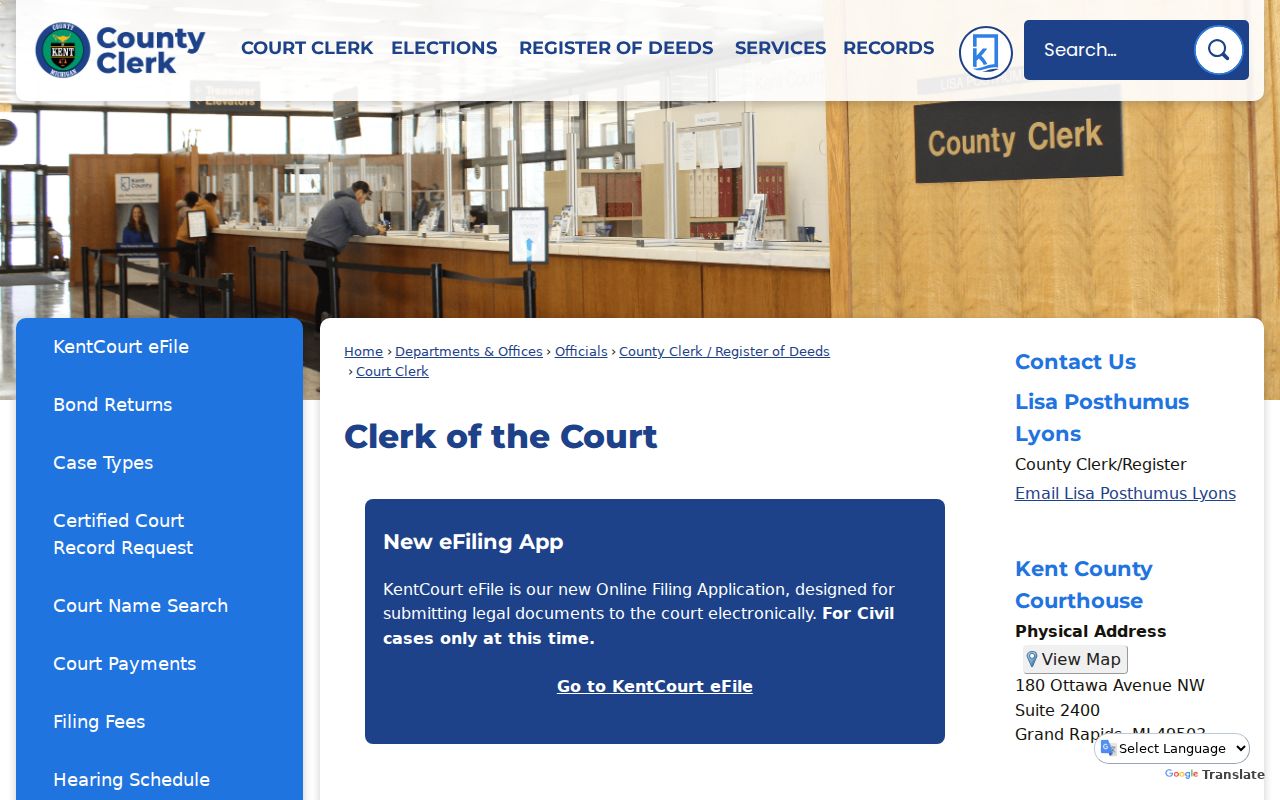 Kent County criminal court clerk felony record access
