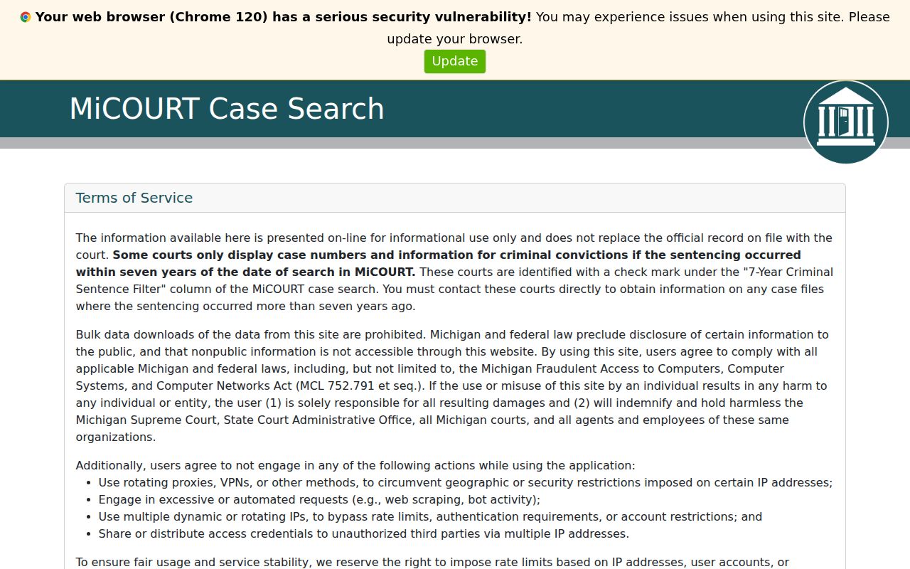 MiCOURT Kent County criminal case search